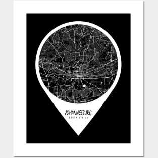 Johannesburg, South Africa City Map - Travel Pin Posters and Art